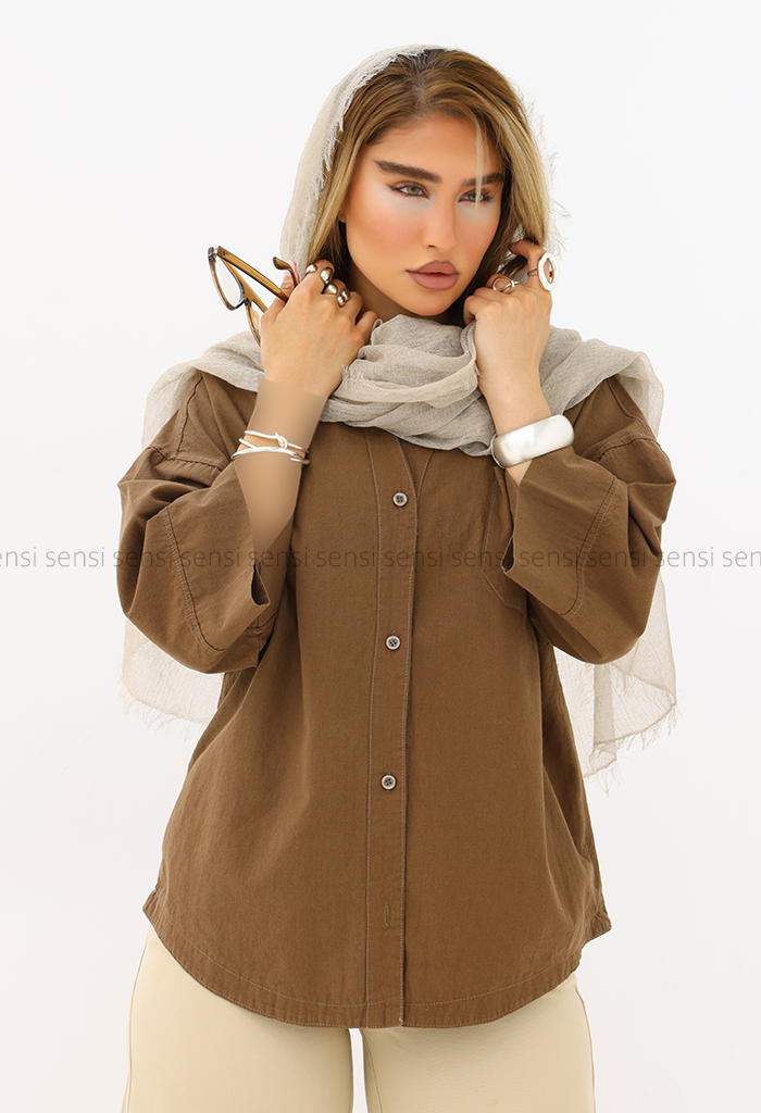 شومیز یقه هفت لینن کد1006058
